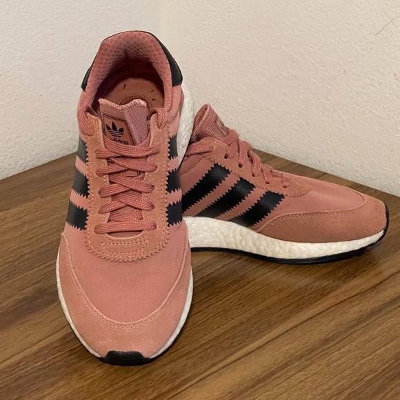 Women’s Adidas Iniki Runner Boost Raw Pink Core Black & White Size 7 - Picture 3 of 8